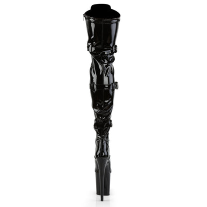Pleaser FLAMINGO-3028 Black Lace-Up Platform Thigh High Boots - 8 Inch Heels