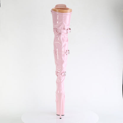 Pleaser FLAMINGO-3028 Baby Pink Lace-Up Platform Thigh High Boots - 8 Inch Heels
