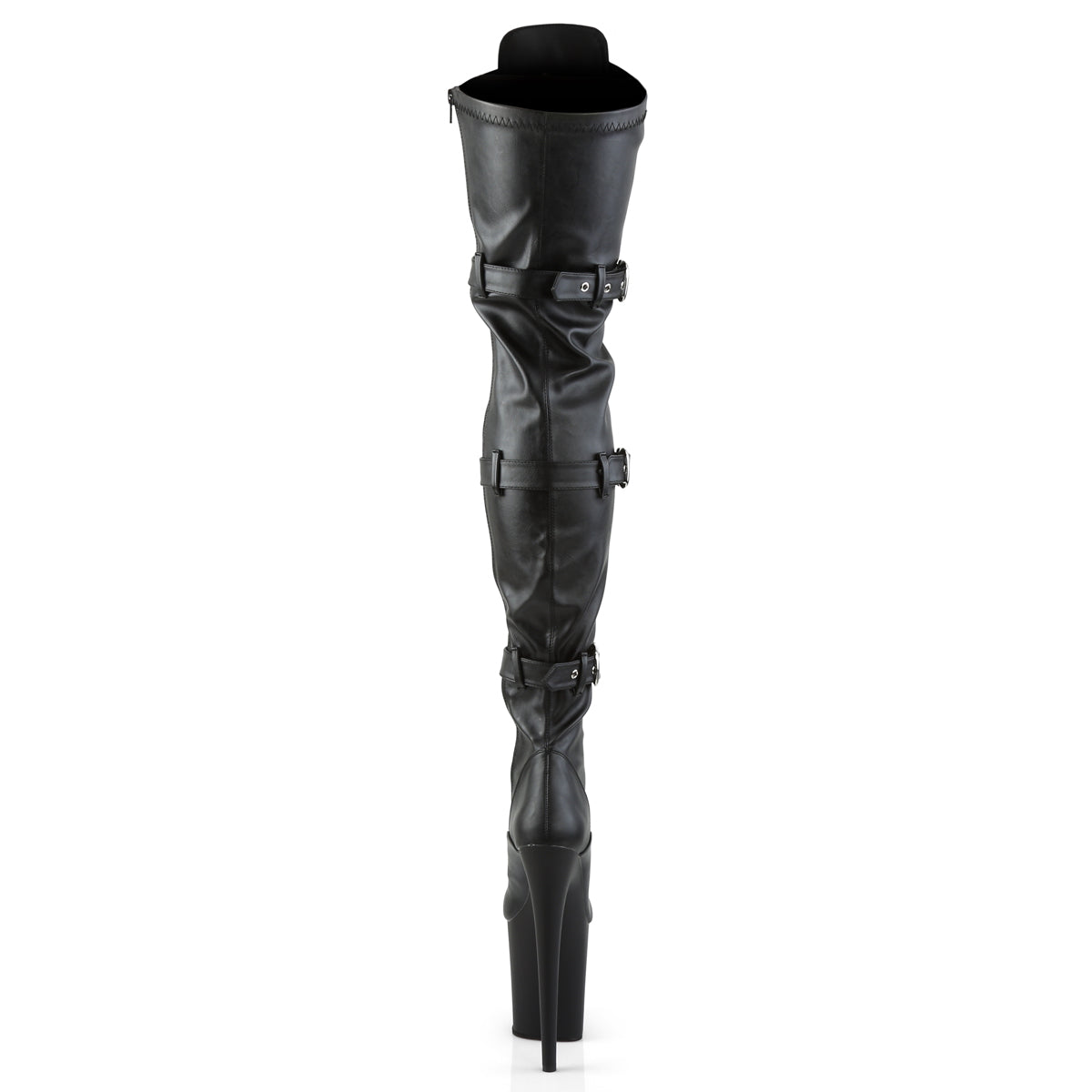 Pleaser FLAMINGO-3028 Black / Black Matte Lace-Up Platform Thigh High Boots - 8 Inch Heels