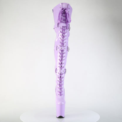 Pleaser FLAMINGO-3028 Lavender Lace-Up Platform Thigh High Boots - 8 Inch Heels