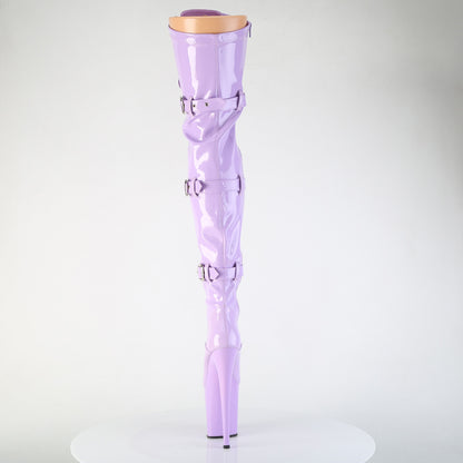 Pleaser FLAMINGO-3028 Lavender Lace-Up Platform Thigh High Boots - 8 Inch Heels