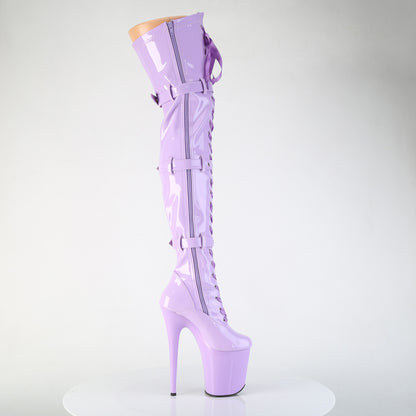 Pleaser FLAMINGO-3028 Lavender Lace-Up Platform Thigh High Boots - 8 Inch Heels