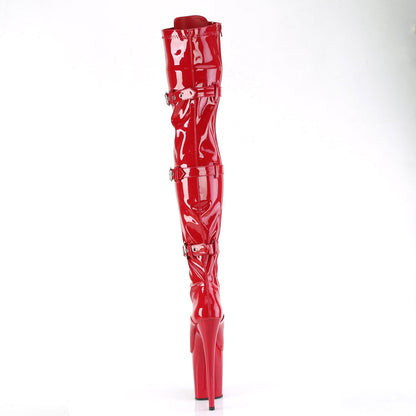 FLAMINGO-3028 Pleaser Red 8 Inch Pole Dance Thigh Length Boots