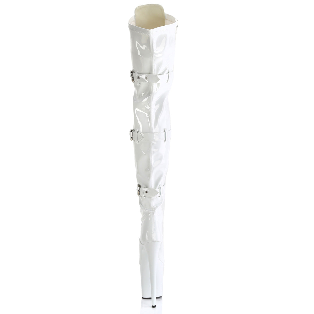 Pleaser FLAMINGO-3028 White Lace-Up Platform Thigh High Boots - 8 Inch Heels