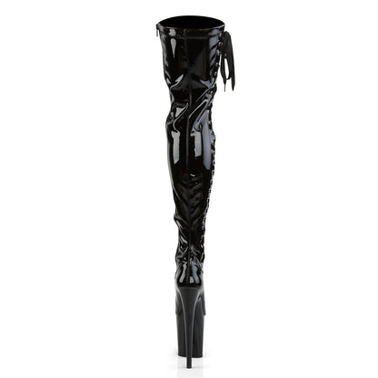 FLAMINGO-3050 Pleaser Black Patent 8 Inch Strippers Thigh High boots