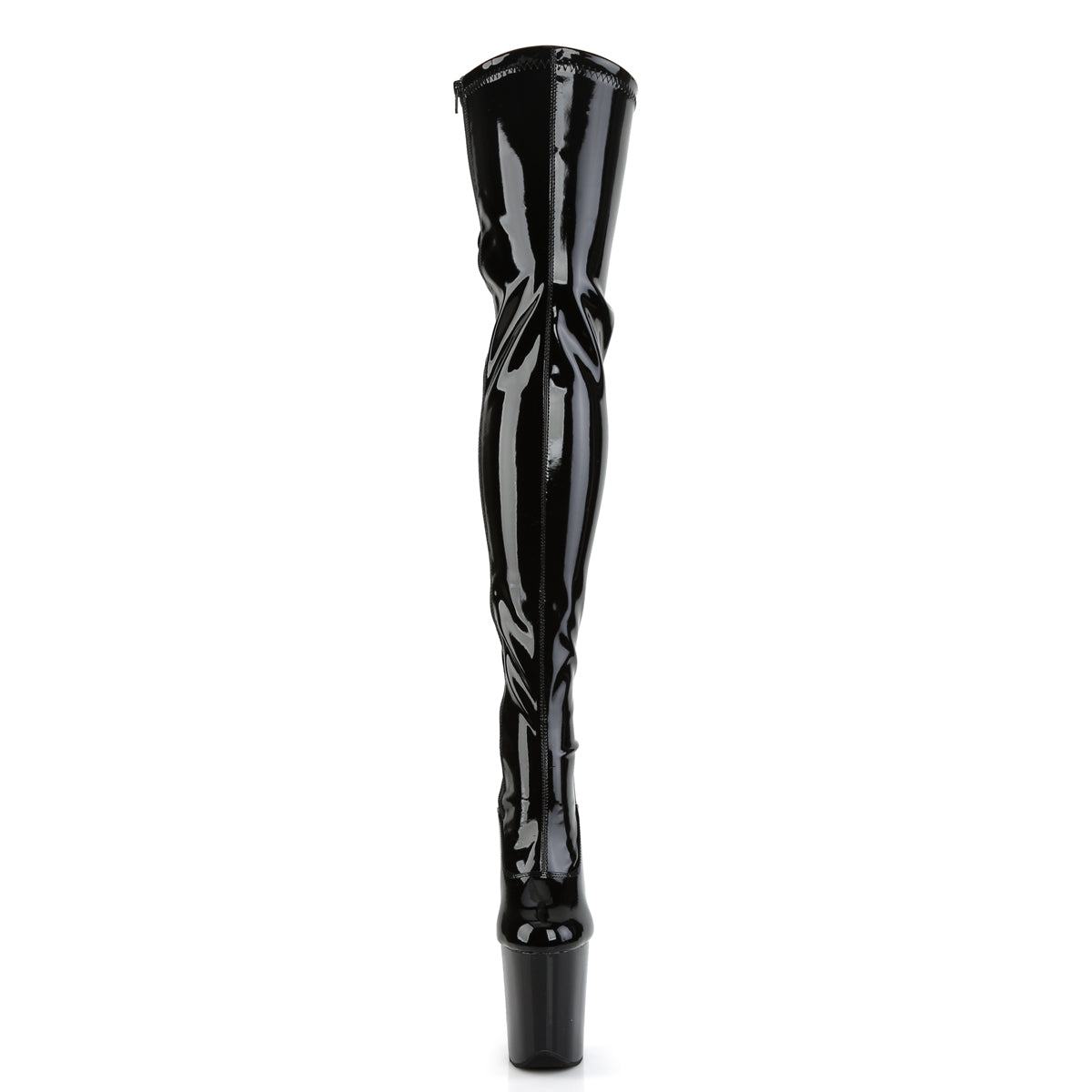 FLAMINGO-3063 Pleaser Black Patent 8 Inch Pole Dance Thigh High boots