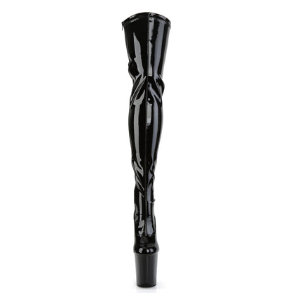 Pleaser FLAMINGO-3063 Black Lace-Up Platform Thigh High Boots - 8 Inch Heels