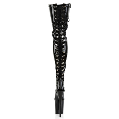 Pleaser FLAMINGO-3063 Black Lace-Up Platform Thigh High Boots - 8 Inch Heels