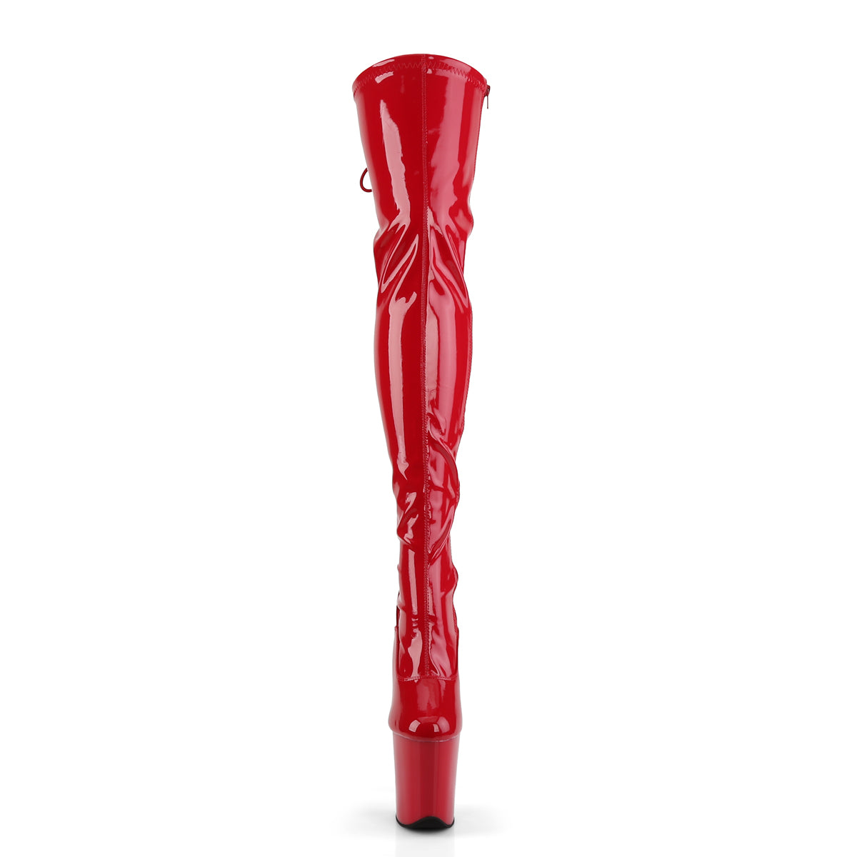Pleaser FLAMINGO-3063 Red Lace-Up Platform Thigh High Boots - 8 Inch Heels