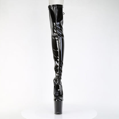 Pleaser FLAMINGO-3850 Black Lace-Up Platform Thigh High Boots - 8 Inch Heels