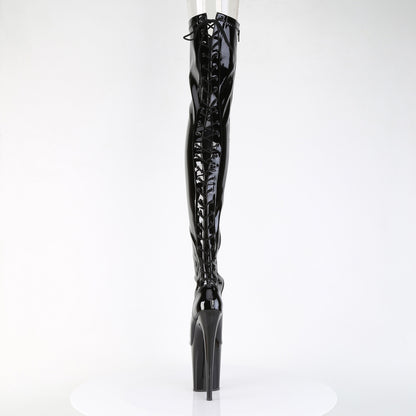 Pleaser FLAMINGO-3850 Black Lace-Up Platform Thigh High Boots - 8 Inch Heels