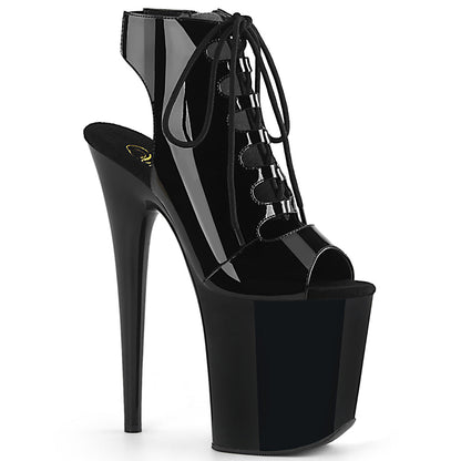 FLAMINGO-800-20 Pleaser Black 8 Inch Strippers Platform Shoes Blk Pat Blk