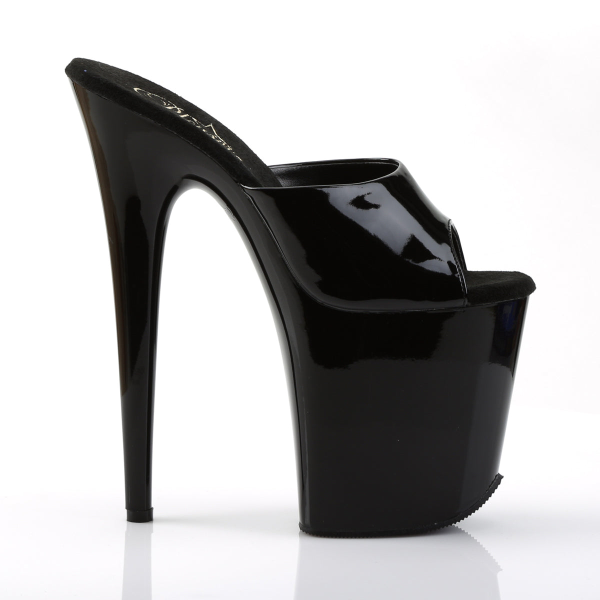 FLAMINGO-801 8 Inch Heel Black Patent  Stripper Platforms High Heels