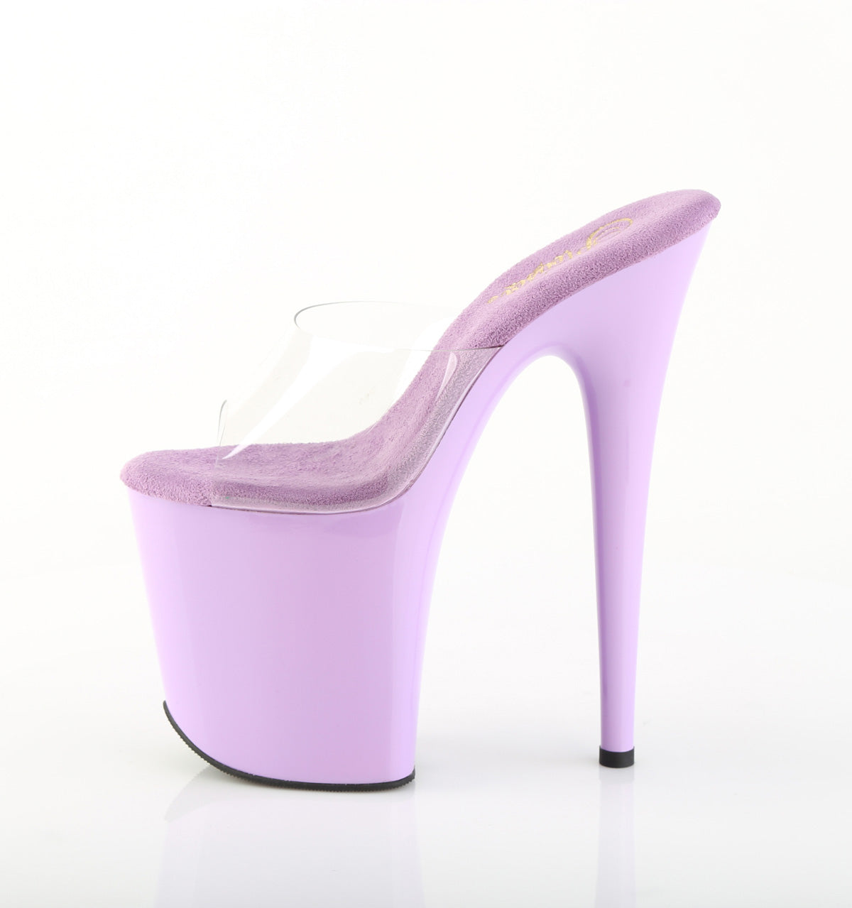 Pleaser FLAMINGO-801 Clear / Lavender Platform Mules - 8 Inch Heels