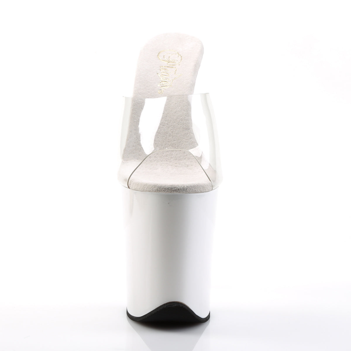 FLAMINGO-801 8" Heel Clear and White  Stripper Platforms High Heels