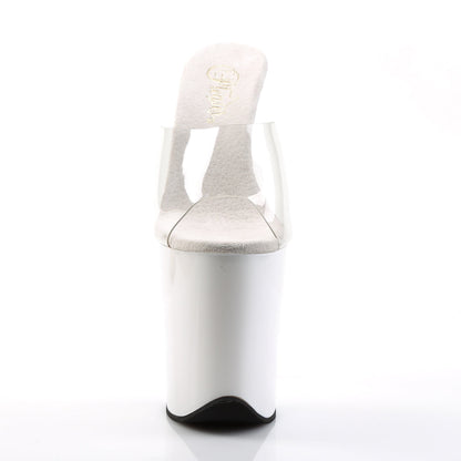 FLAMINGO-801 8" Heel Clear and White  Stripper Platforms High Heels
