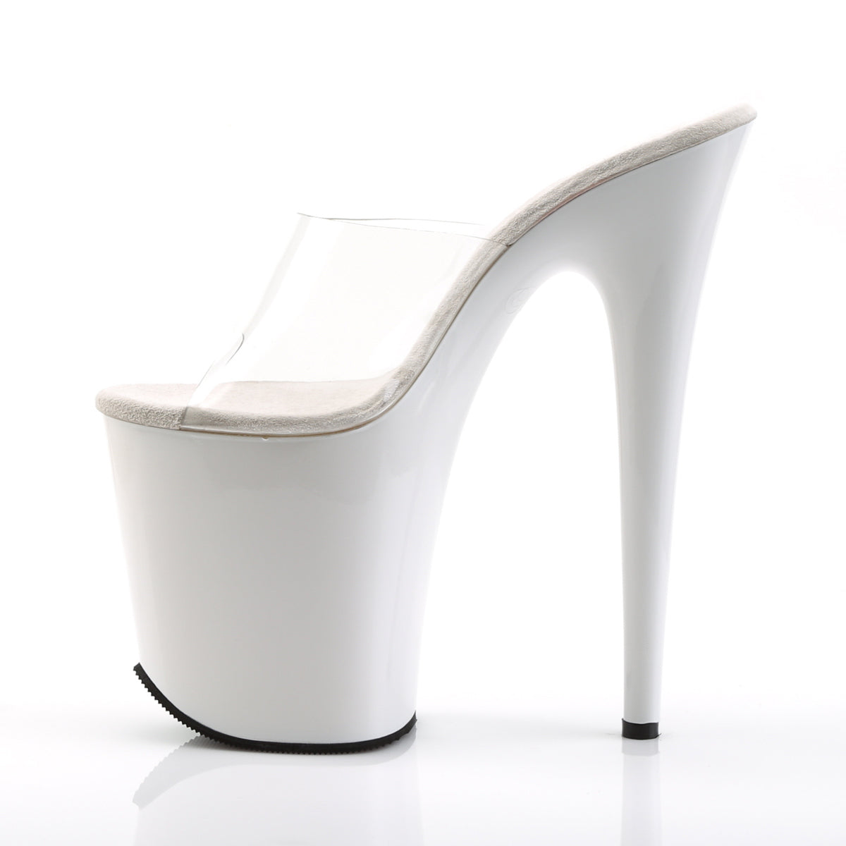 FLAMINGO-801 8" Heel Clear and White  Stripper Platforms High Heels