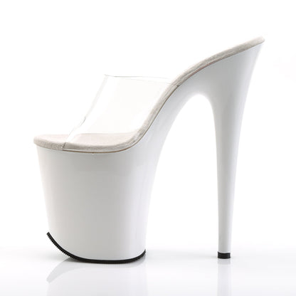 FLAMINGO-801 8" Heel Clear and White  Stripper Platforms High Heels