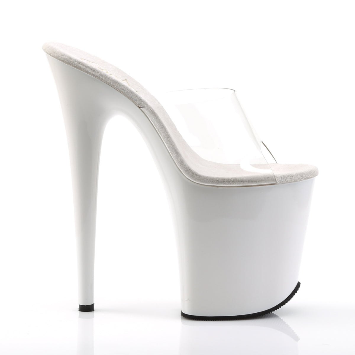 FLAMINGO-801 8" Heel Clear and White  Stripper Platforms High Heels