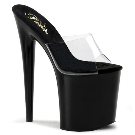 FLAMINGO-801 Pleaser 8" Heel Clear and Black Stripper Platforms High Heels
