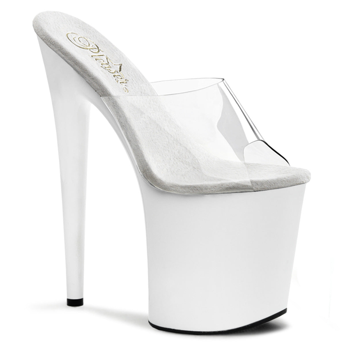 FLAMINGO-801 8" Heel Clear and White  Stripper Platforms High Heels