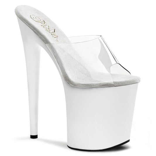 FLAMINGO-801 8" Heel Clear and White  Stripper Platforms High Heels