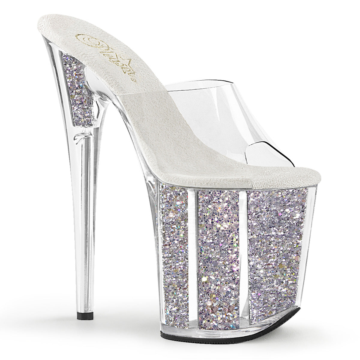 FLAMINGO-801G Pleaser Silver Glitter 8 Inch Exotic Dance Platform Shoes