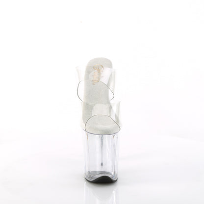 Pleaser FLAMINGO-802 Clear Platform Mules - 8 Inch Heels