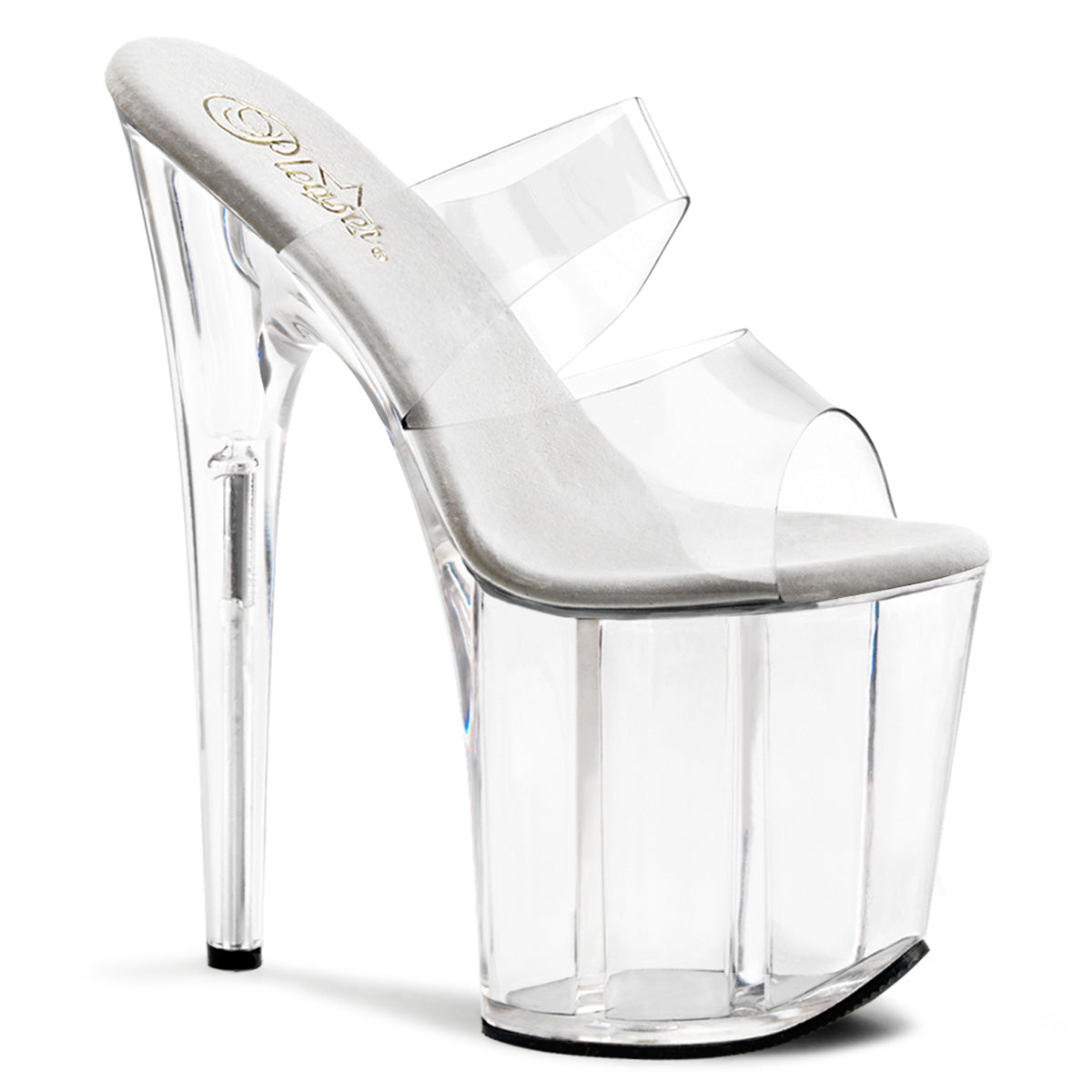 Pleaser FLAMINGO-802 Clear Platform Mules - 8 Inch Heels