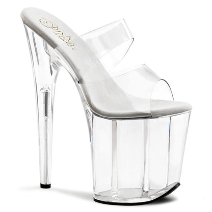 Pleaser FLAMINGO-802 Clear Platform Mules - 8 Inch Heels
