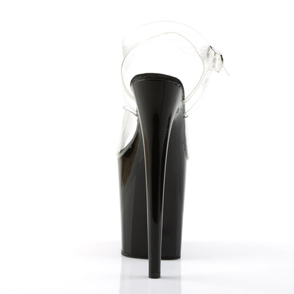 Pleaser FLAMINGO-808 Clear / Black Platform Sandals - 8 Inch Heels