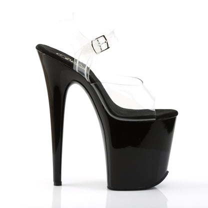 Pleaser FLAMINGO-808 Clear / Black Platform Sandals - 8 Inch Heels