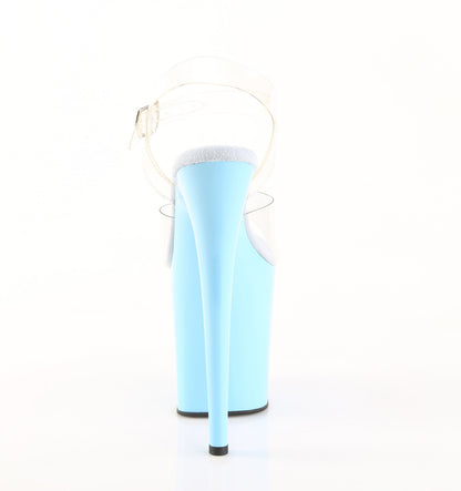 Pleaser FLAMINGO-808 Clear / Baby Blue Platform Sandals - 8 Inch Heels