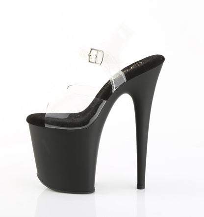 FLAMINGO-808 Pleaser Clear Black 8 Inch Exotic Dancer Platform Shoes
