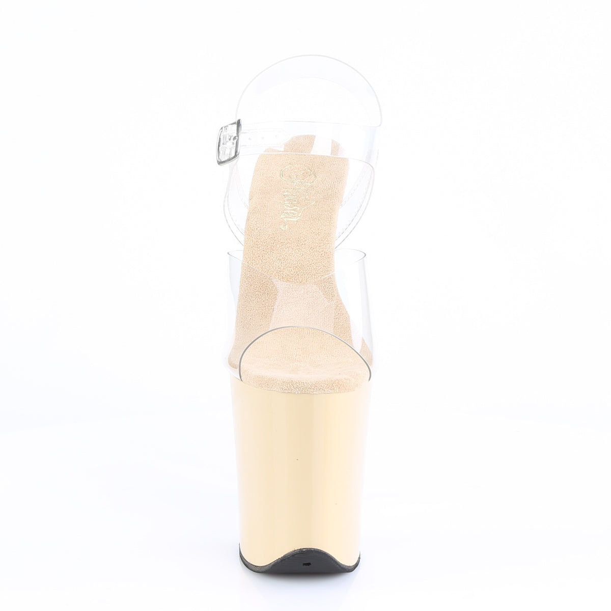 Pleaser FLAMINGO-808 Clear / Cream Platform Sandals - 8 Inch Heels