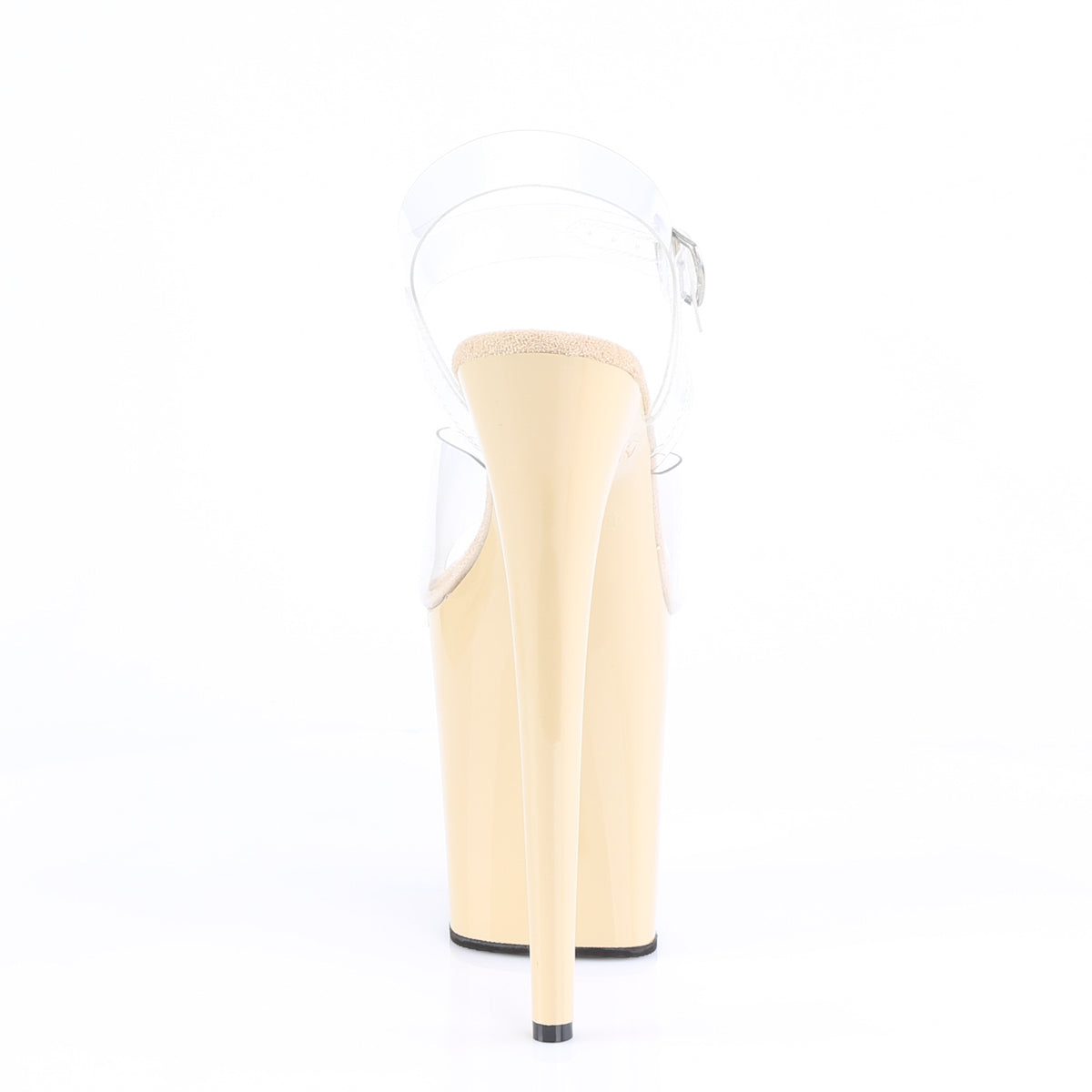 Pleaser FLAMINGO-808 Clear / Cream Platform Sandals - 8 Inch Heels