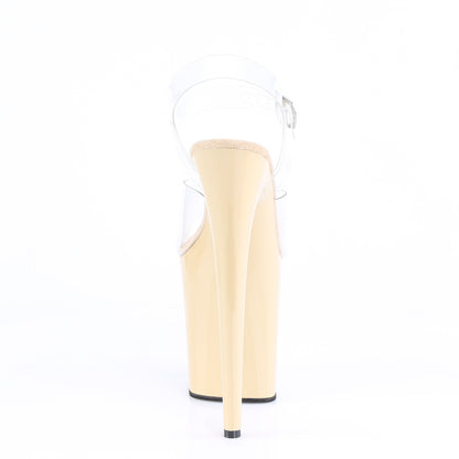 Pleaser FLAMINGO-808 Clear / Cream Platform Sandals - 8 Inch Heels