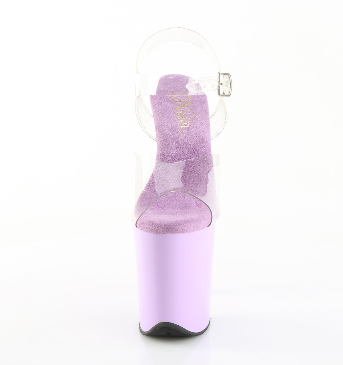 Pleaser FLAMINGO-808 Clear / Lavender Platform Sandals - 8 Inch Heels