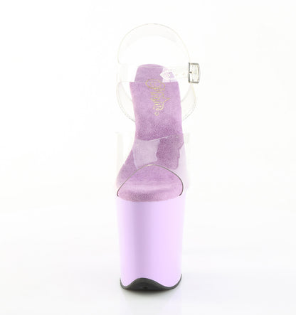 Pleaser FLAMINGO-808 Clear / Lavender Platform Sandals - 8 Inch Heels