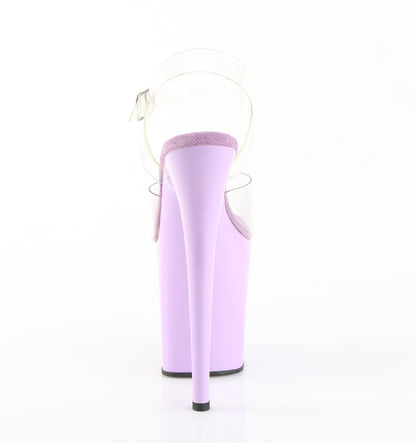 Pleaser FLAMINGO-808 Clear / Lavender Platform Sandals - 8 Inch Heels