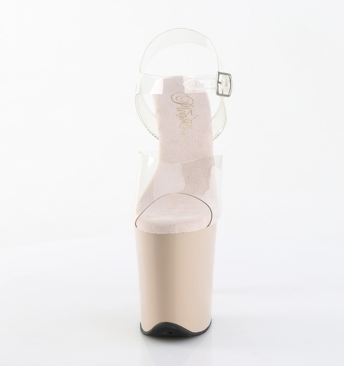 Pleaser FLAMINGO-808 Clear / Nude Platform Sandals - 8 Inch Heels