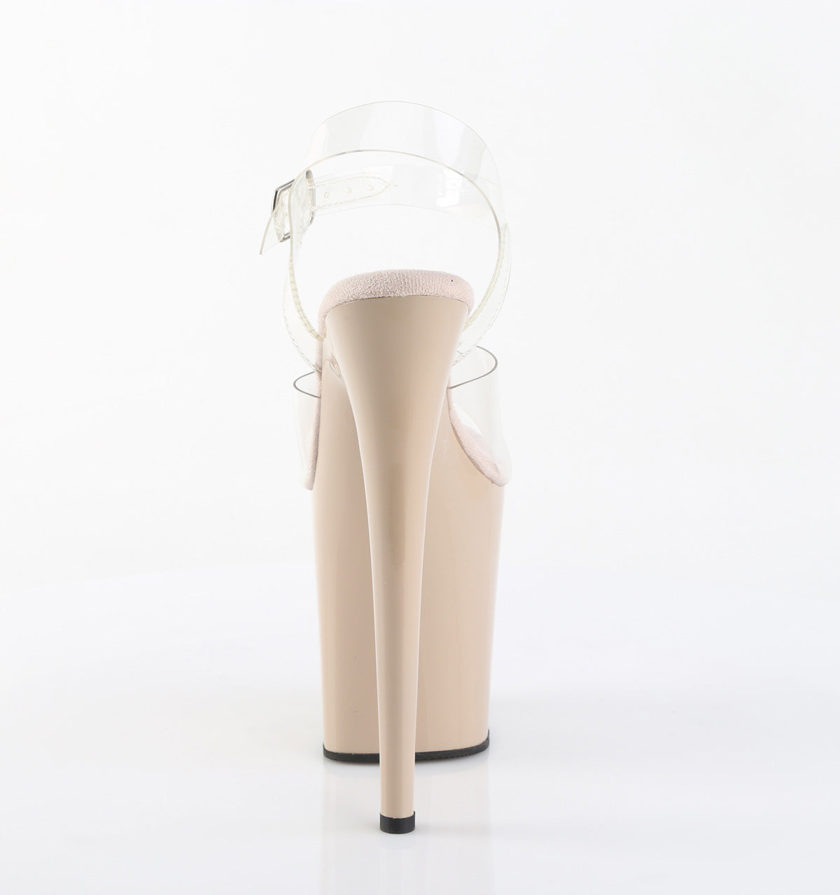 Pleaser FLAMINGO-808 Clear / Nude Platform Sandals - 8 Inch Heels