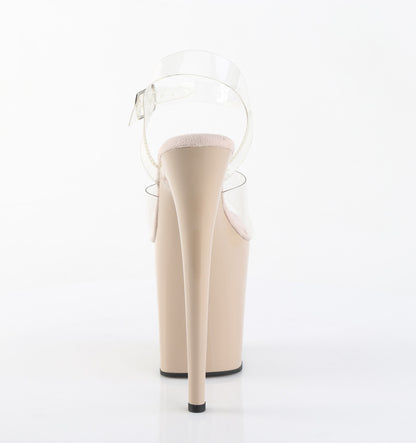 Pleaser FLAMINGO-808 Clear / Nude Platform Sandals - 8 Inch Heels
