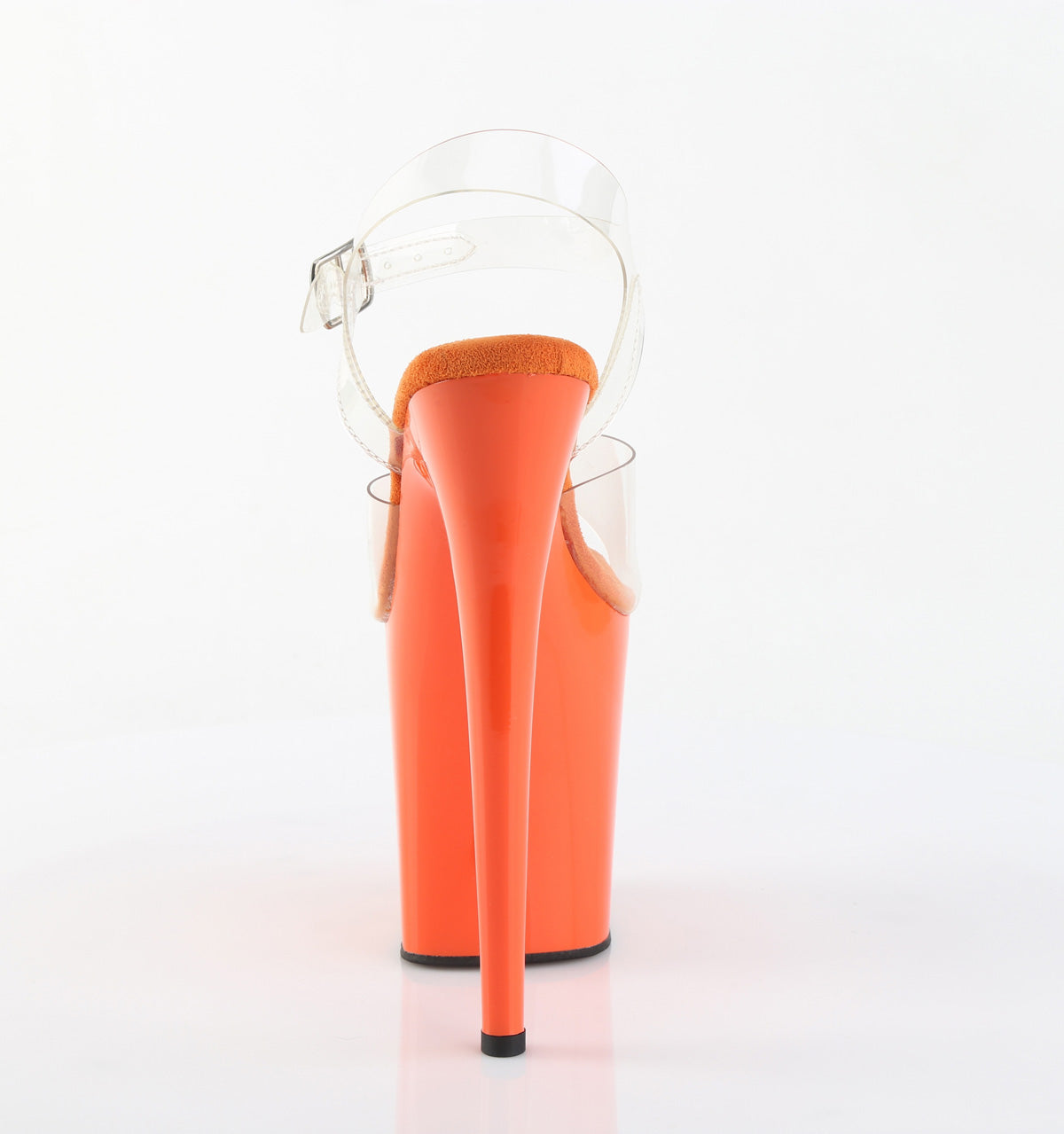 Pleaser FLAMINGO-808 Clear / Orange Platform Sandals - 8 Inch Heels
