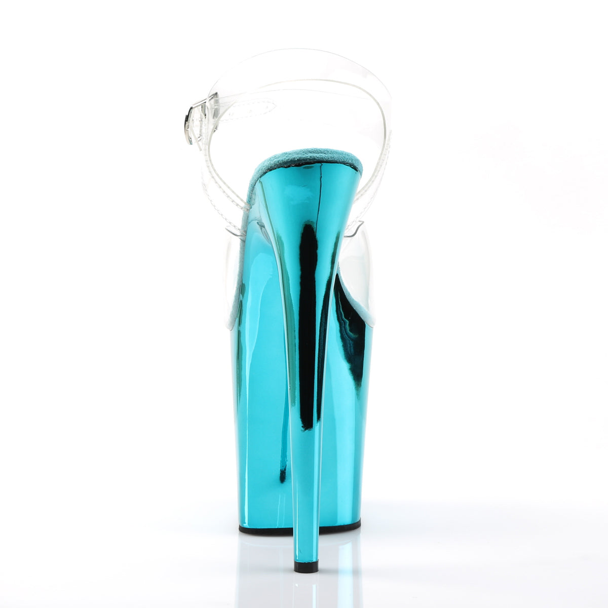 FLAMINGO-808 Pleaser Turquoise Chrome 8 Inch Pole Heels Platform Shoes