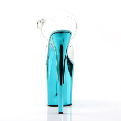 FLAMINGO-808 Pleaser Turquoise Chrome 8 Inch Pole Heels Platform Shoes