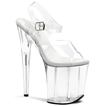 Pleaser FLAMINGO-808 Clear Platform Sandals - 8 Inch Heels