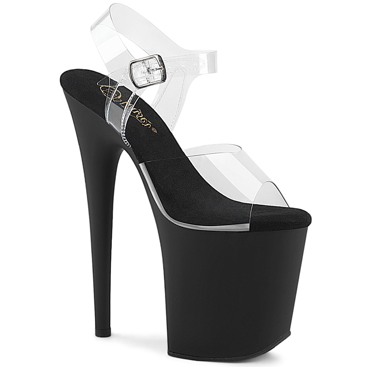 FLAMINGO-808 Pleaser Clear Black 8 Inch Exotic Dancer Platform Shoes