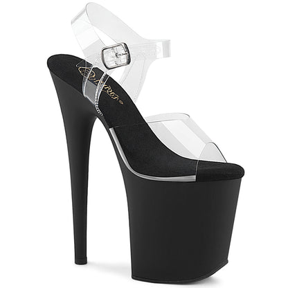 FLAMINGO-808 Pleaser Clear Black 8 Inch Exotic Dancer Platform Shoes