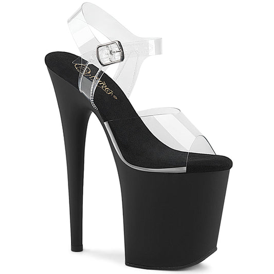 FLAMINGO-808 Pleaser Clear Black 8 Inch Exotic Dancer Platform Shoes